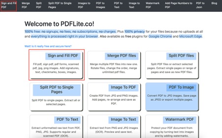 Selecting Sign and Fill PDF